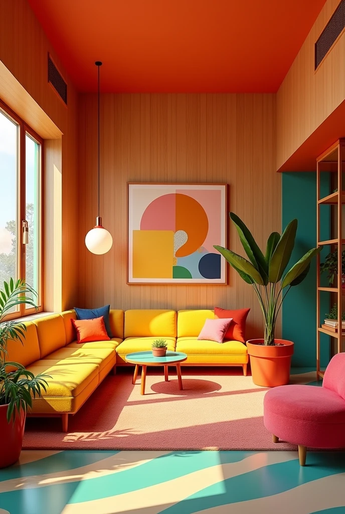 Interior design, retro, cheerful