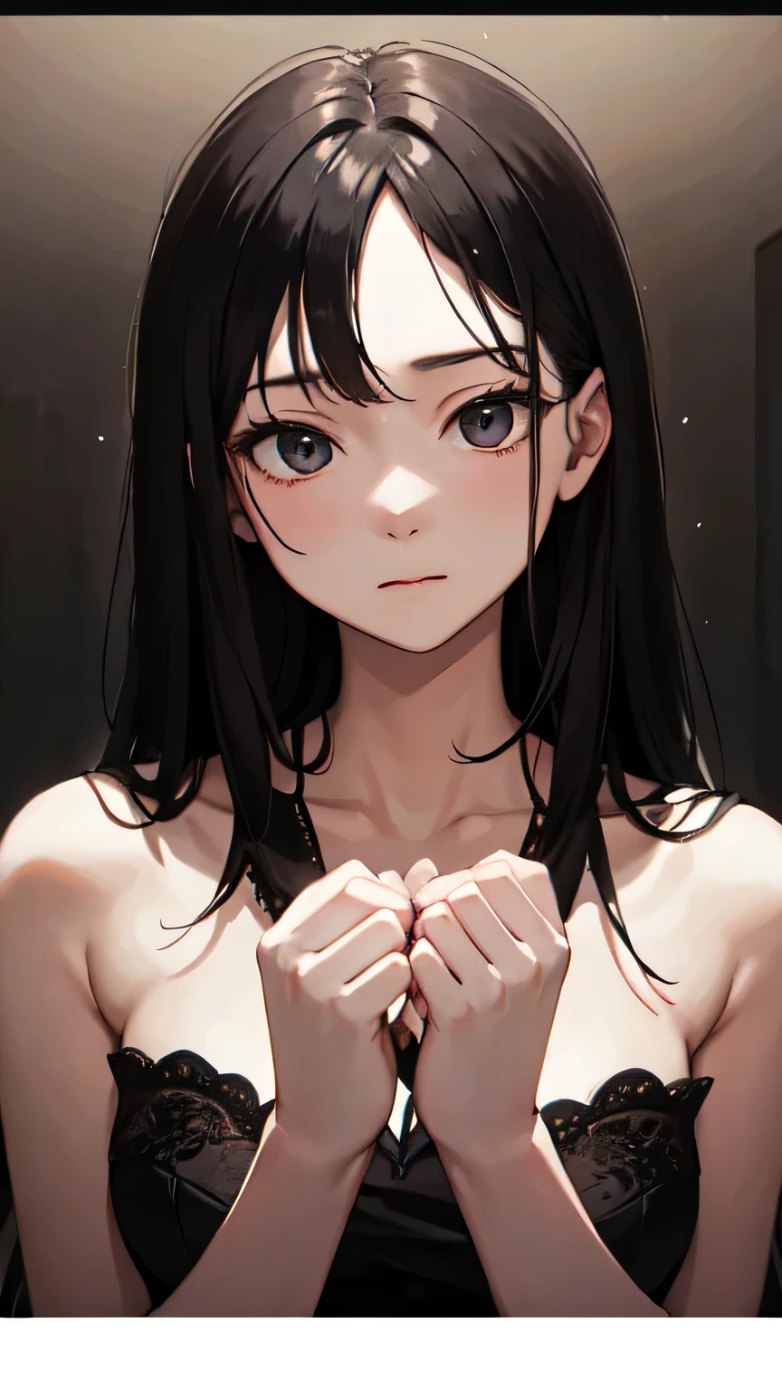 ((Highest quality)), ((masterpiece)), (detailed), One person, Almond Eye,night,Sometimes you may wander、Sometimes it hurts, But still, we hold hands, With you、No matter what difficulties, I can overcome it.,Close up of face