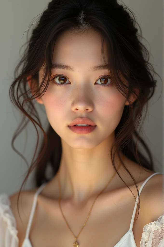 Beautiful girl, no makeup, 4k, brunette, brown eyes