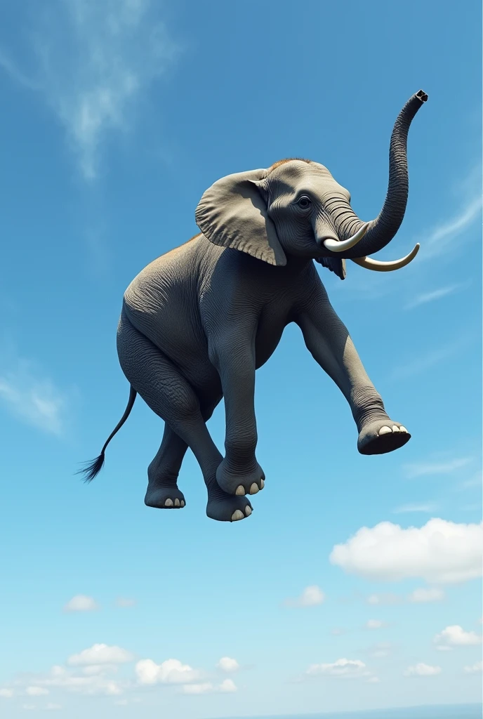 An elephant skydiving without a parachute.