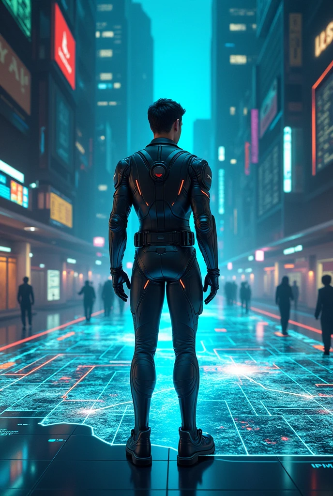 (The leader of the Guardians, Captain Echo, It is on a digital map that shows areas of high energy consumption in the city.