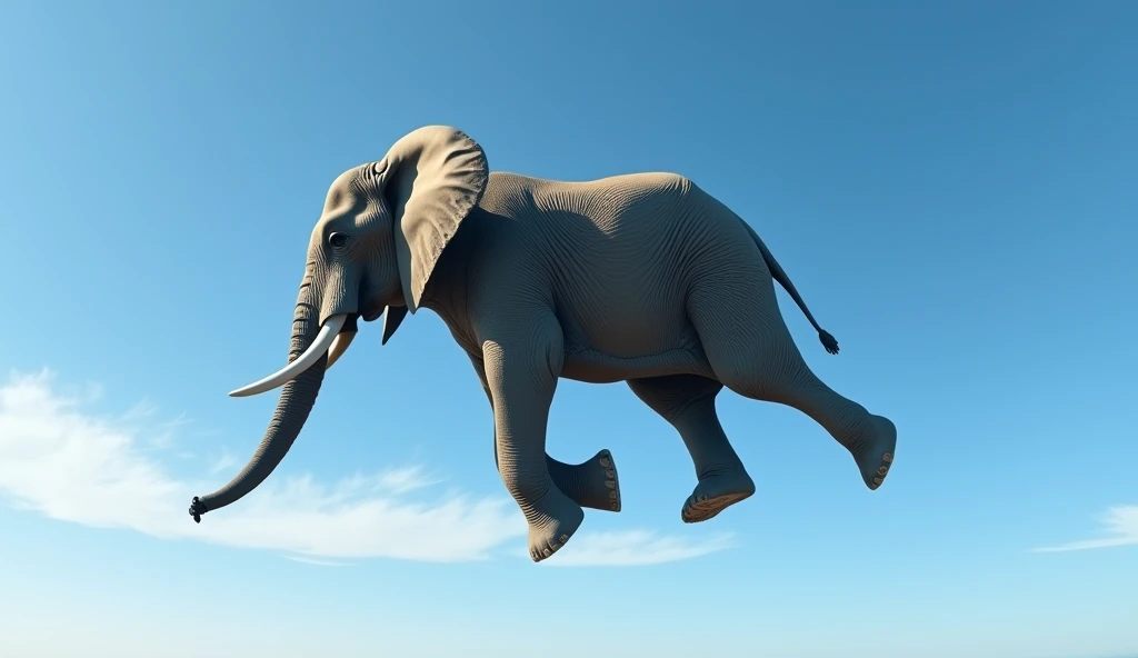 An elephant skydiving without a parachute.