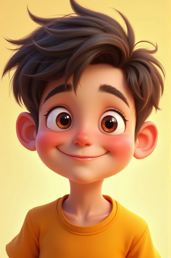 A boy with smile and shirt hair