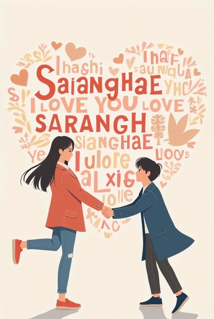 Create a linguistic background with a lot of words "SARANGHAE"