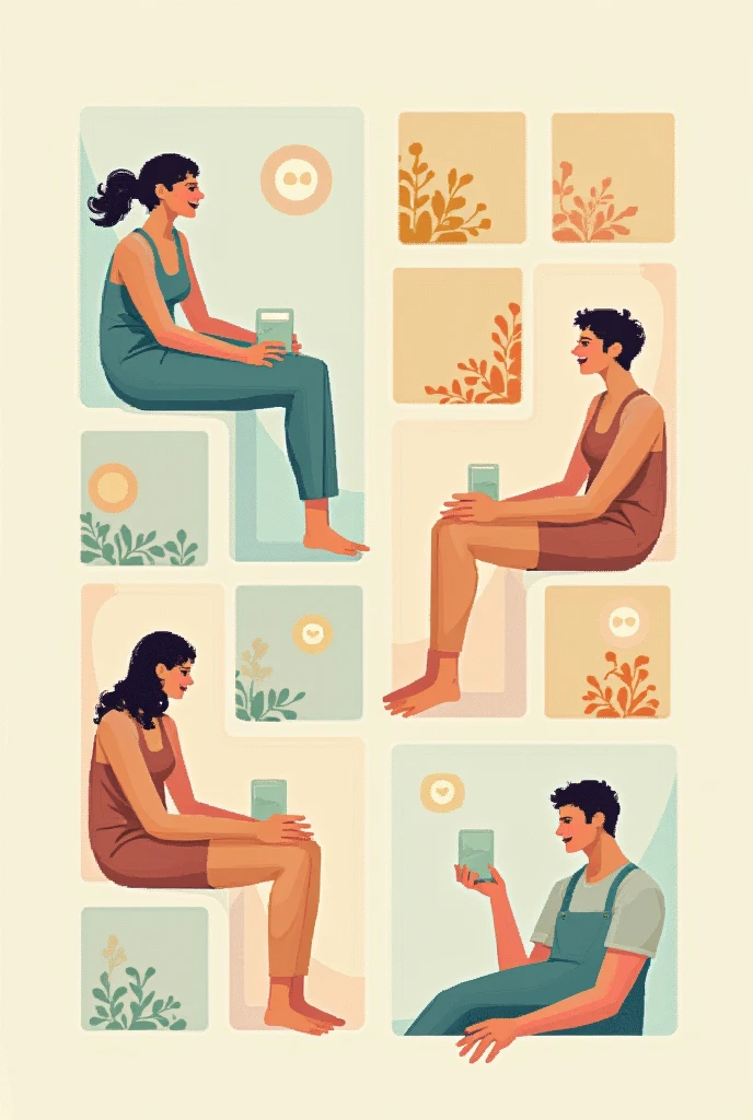 Create a pixelated drawing in squares about the emotion of easy pleasure