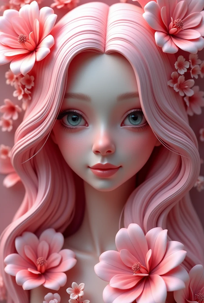 Write Leissa in a 3D texture decorated with pink flowers
