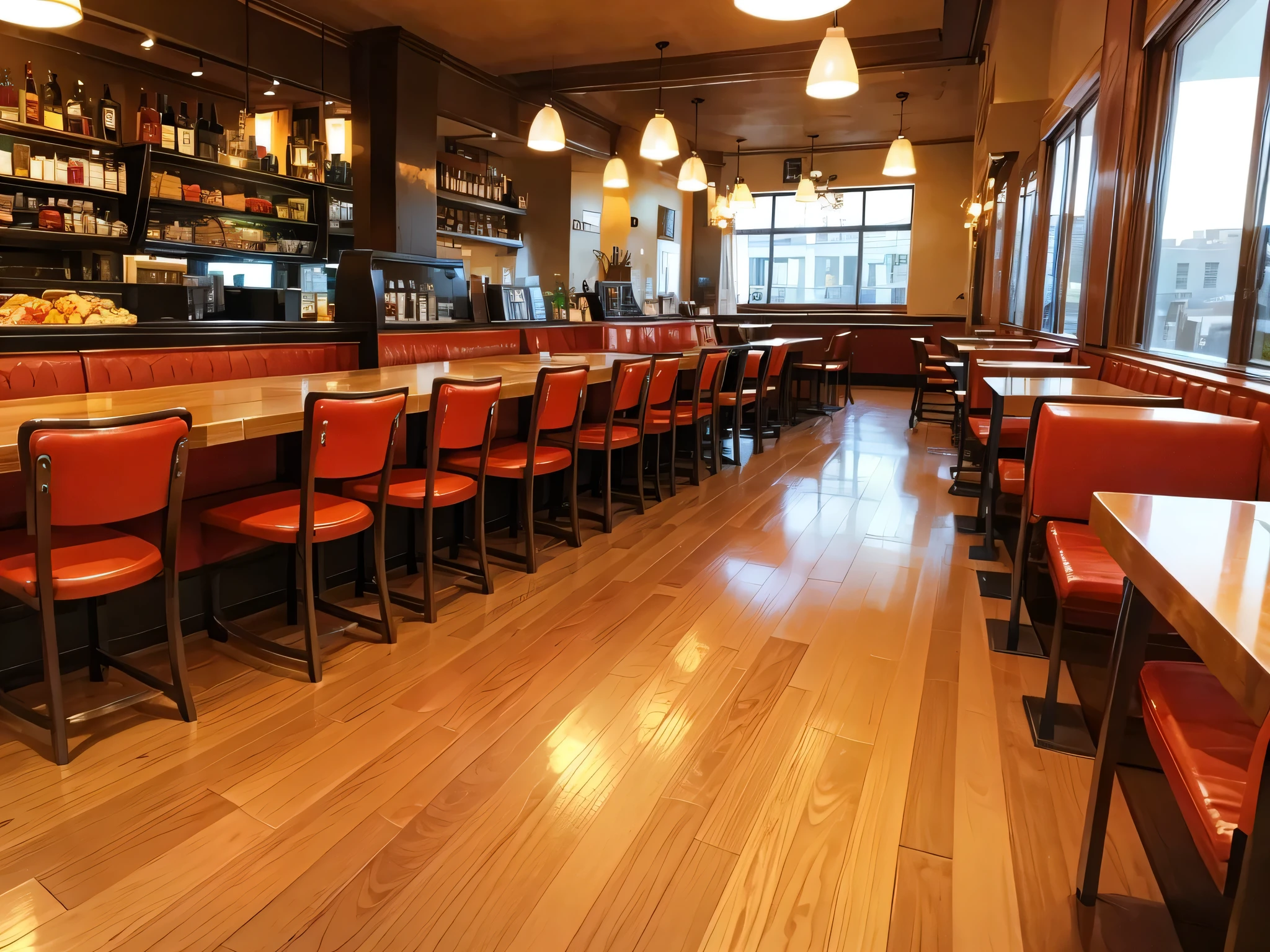 restaurant, wide shot, floor,