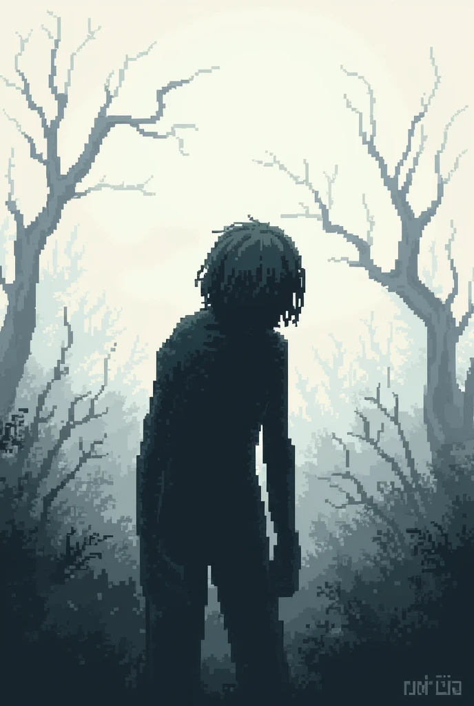 A drawing about the emotion of sadness pixelated 

