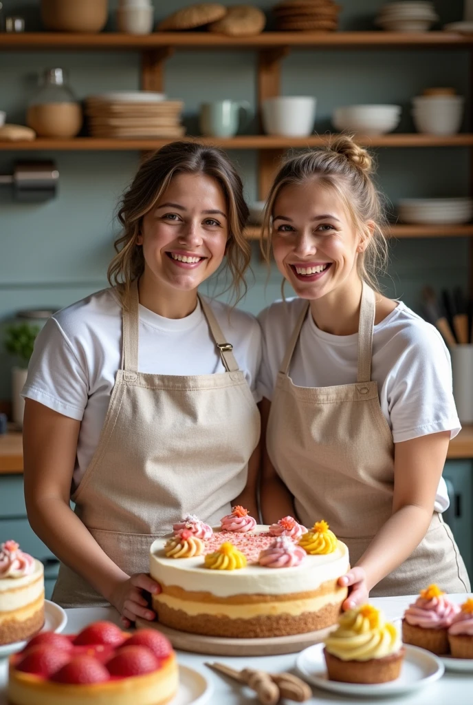 Mother and daughter homemade baking business cupcakes cakes cheesecakes cookies puff pastries dessert table variety