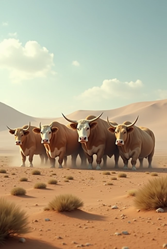 7 very fat cows in the desert