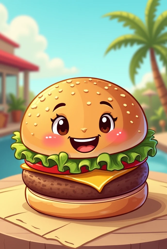 Hamburger bun top, cartoon