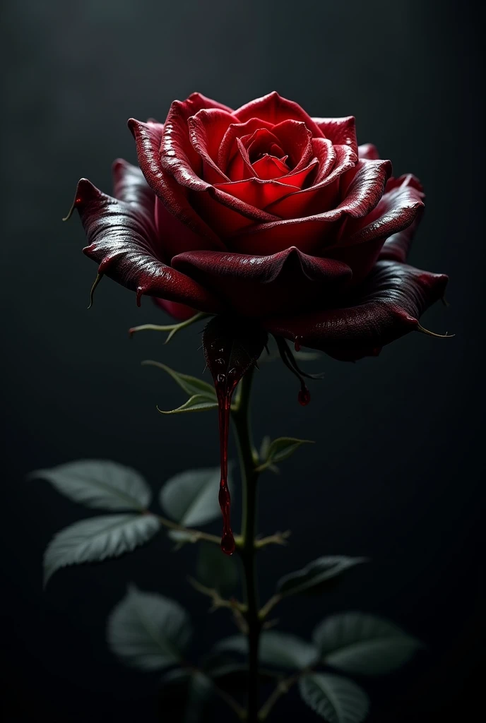 a black rose with blood
