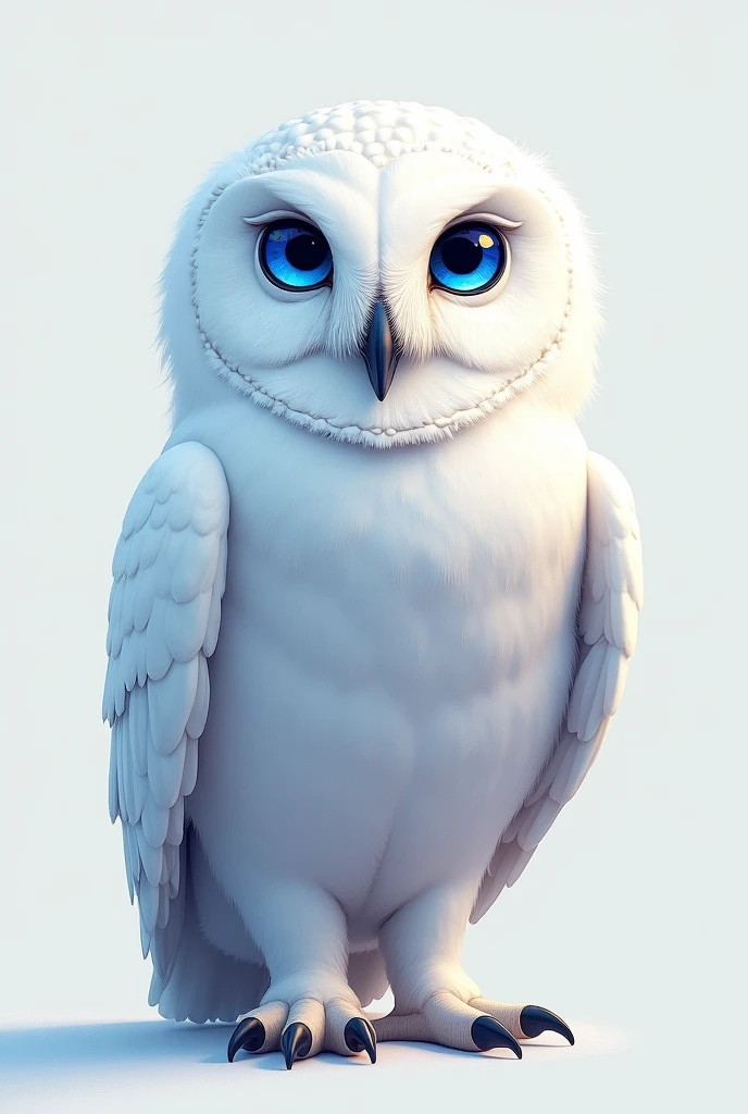 white owl with big blue eyes 2D illustration