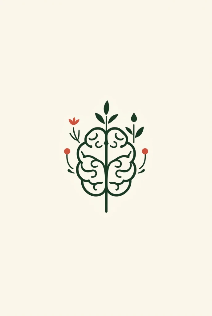 A logo for a speech therapy profile.   A symbol that represents speech, and language, brain with minimalist flowers as if it were coming out of it.   world .