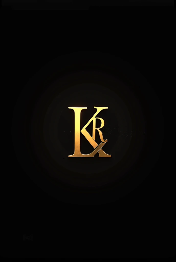 Create a creative logo with the letters L k R on a black and gold background 