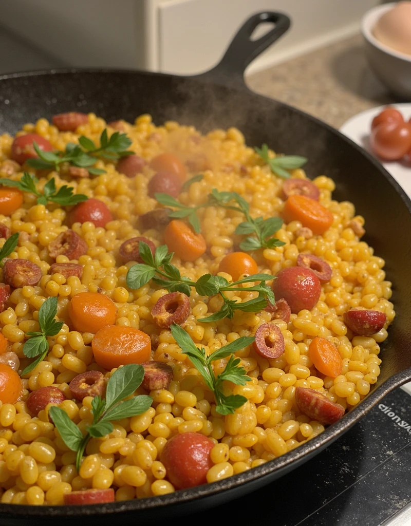 Freshly made paella、Steam is rising、
