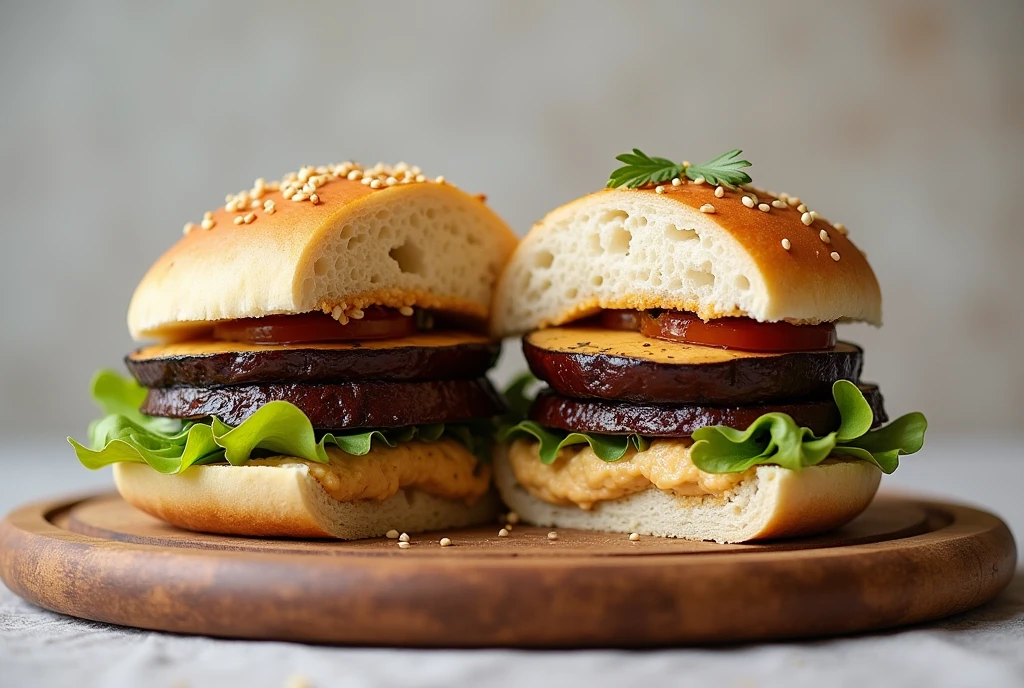 Sandwich rond matlouh aubergine et houmous