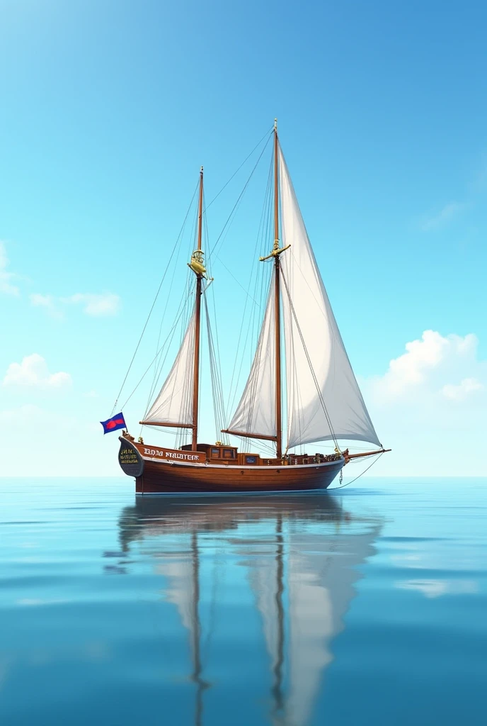 CREATE AN IMAGE OF A BOAT WITH ITS NAME AND REGISTRATION NUMBER