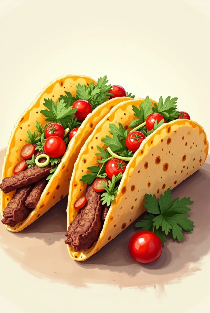 An illustration of some real tacos, not animated, that look appetizing, It is for a new venture

