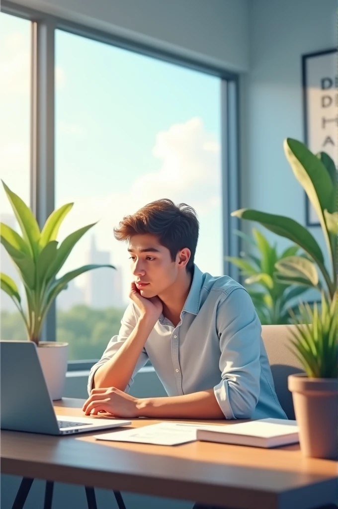 Landscape picture of young pro learning soft skills