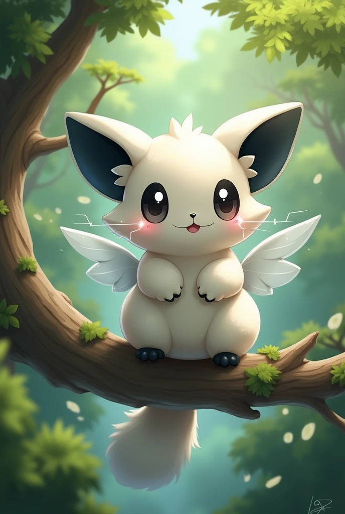 fur Emolga electric flying squirrel with round ears Pokémon realistic 