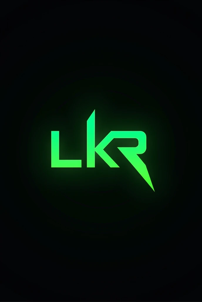 Create a creative logo with the letters L k R on a black and green background