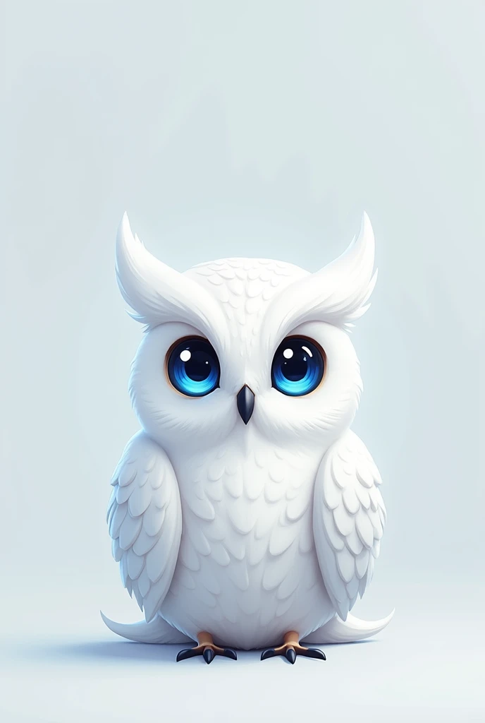 white owl with big blue eyes 2D illustration without spots
