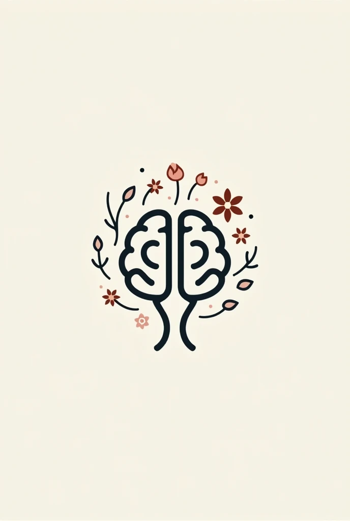 A logo for a speech therapy profile.   A symbol that represents speech, and language, brain with minimalist flowers as if it were coming out of it.   world .