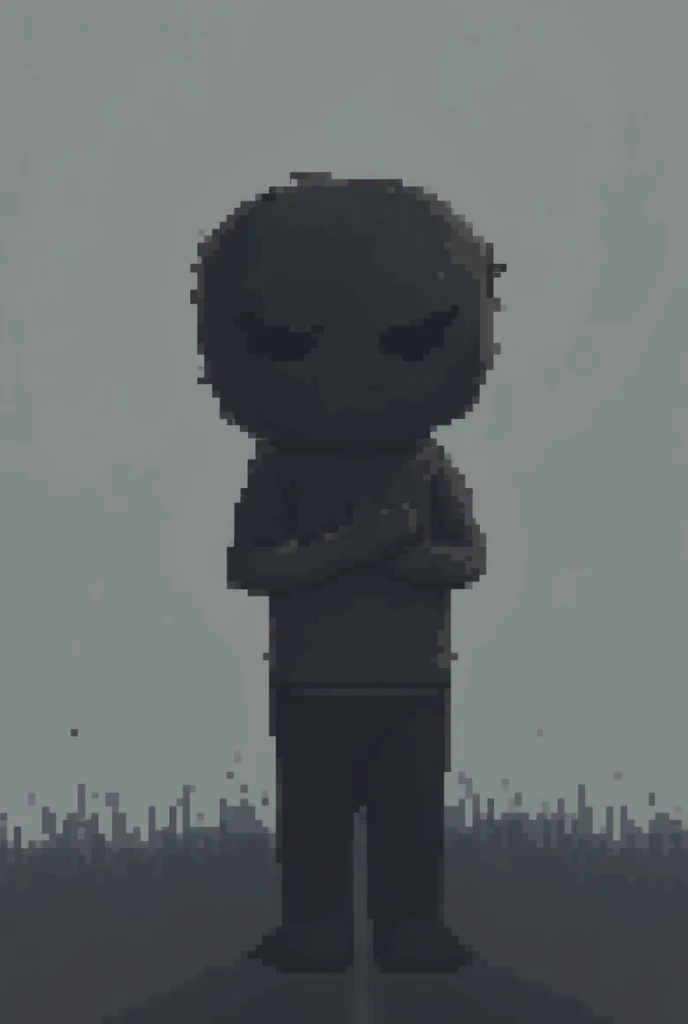 An easy drawing about the emotion of sadness pixelated 
