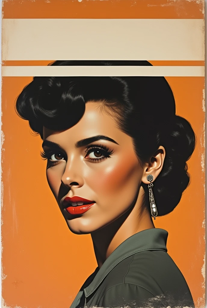 A 60's doo-wop female singer on an old 45 rpm record sleeve with a horizontal white stripe across the top of the sleeve