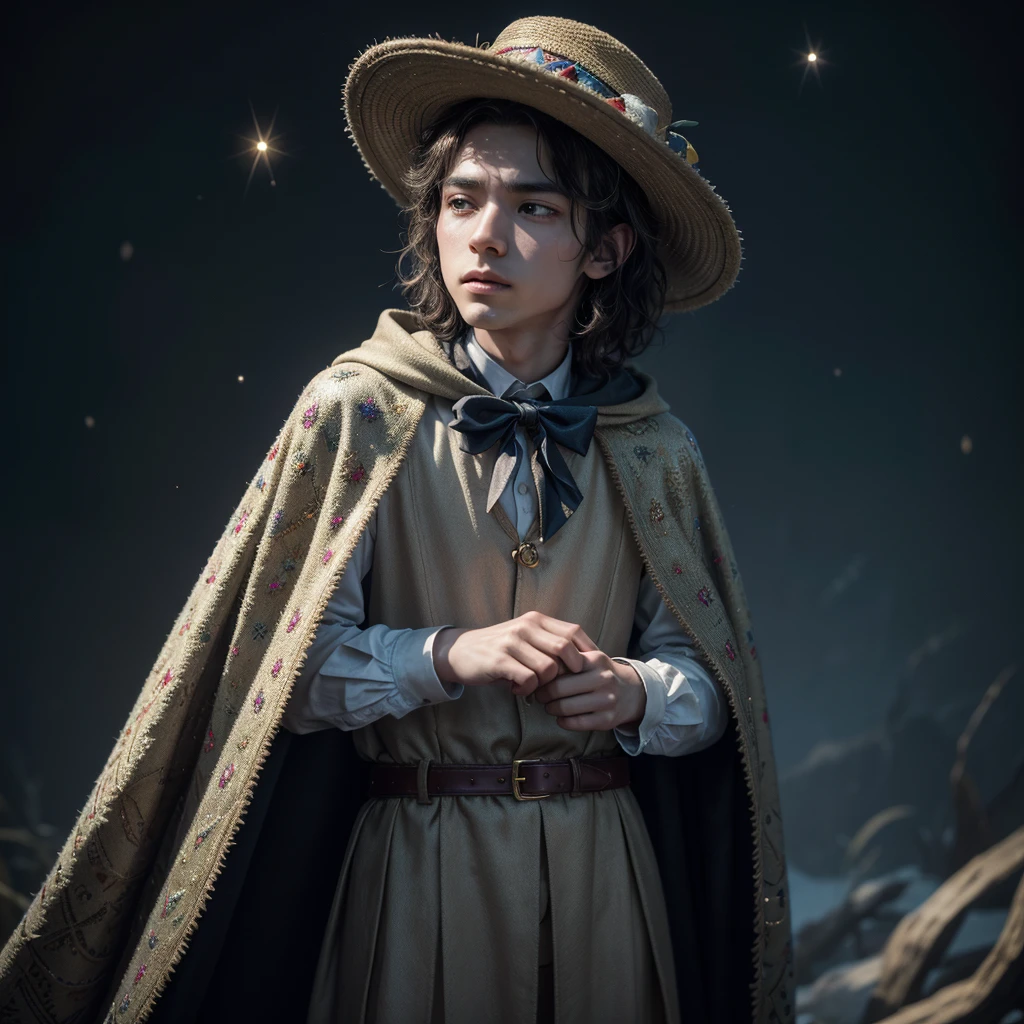His paws are adorned with little sparkles that appear whenever he's telling an exciting story, as if he's literally weaving magic in the air. Enchanted Cape: Félix wears a small cape that changes color and patterns as he tells different types of stories, reflecting the mood and emotion of the tale. Adventurer Hat: He always wears an adventurer hat that seems to have a life of its own, moving and adjusting to add a dramatic touch to his narrations.