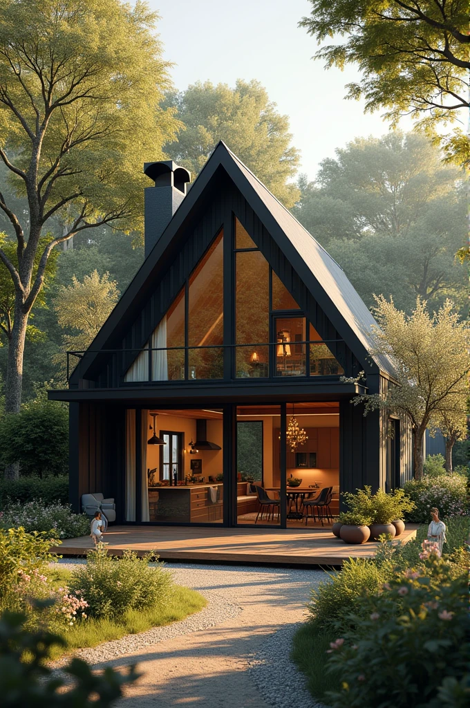 I want to design my ideal house, a cozy and modern house located in a quiet place that has a beautiful garden with flowers, trees and that is surrounded by pure nature where you can hear the birds sing, the sun shine through the large windows illuminating and warming the living room, the fireplace crackles, the kitchen comes to freshly baked cookies, it is 11 in the morning sitting on the couch with a book and my family enjoying a cup in my ideal kitchen that has many appliances including mixers, stove, refrigerator among others to cook many food recipes for my family and I would paint it brown and black to give it elegance and my ideal food is a table with 10 pesos in black and white and above all comfortable places and I imagine myself with lots of food and air conditioning