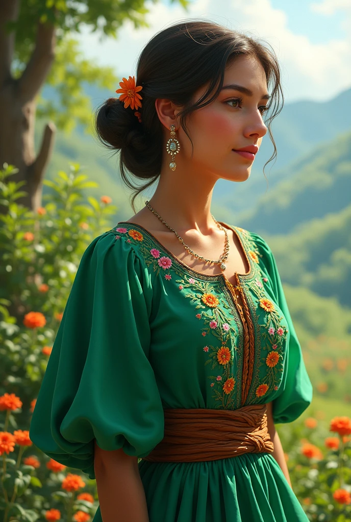 green interclass blouse from cuca folklore 