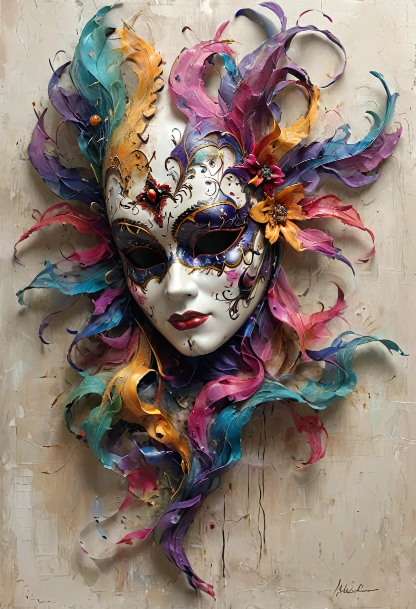 Venice mask, carnival, intricate colors, Artme metade feliz metade triste