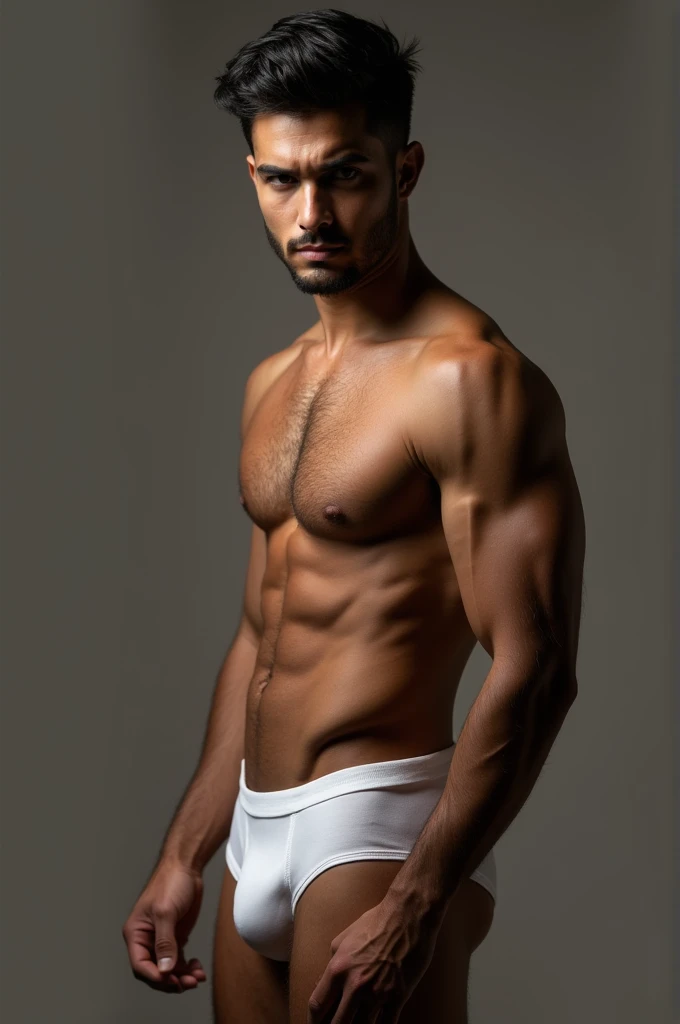 Sexy Bolivian man in white underwear with buttocks