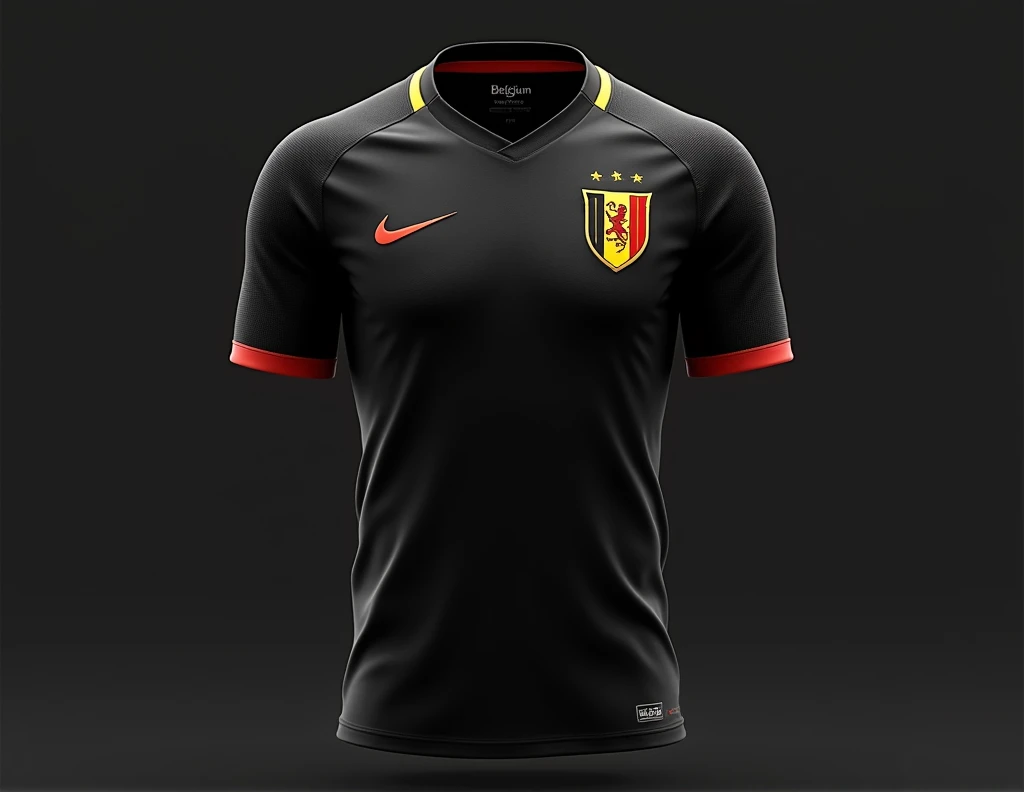 make a Belgium national team shirt for interclass make the front with the Belgium national team symbol. and the back must contain the name, number and class name below the number, shirt color black