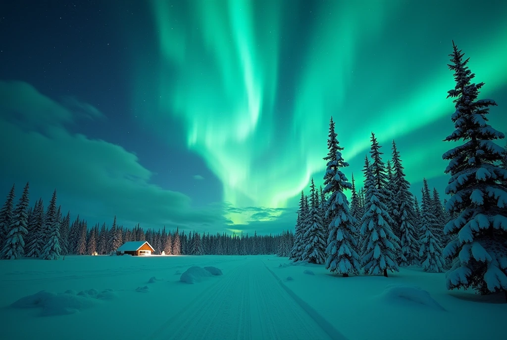 (masterpiece:1.2,Superior Quality,mirror-like,Cinematic Experience),8k,wallpaper,Winter in Yellowknife where you can see the Aurora