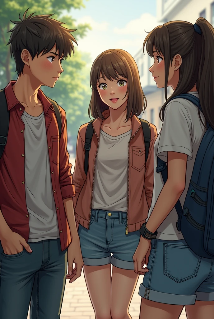 5th  high school teenagers in dirty clothes talking
