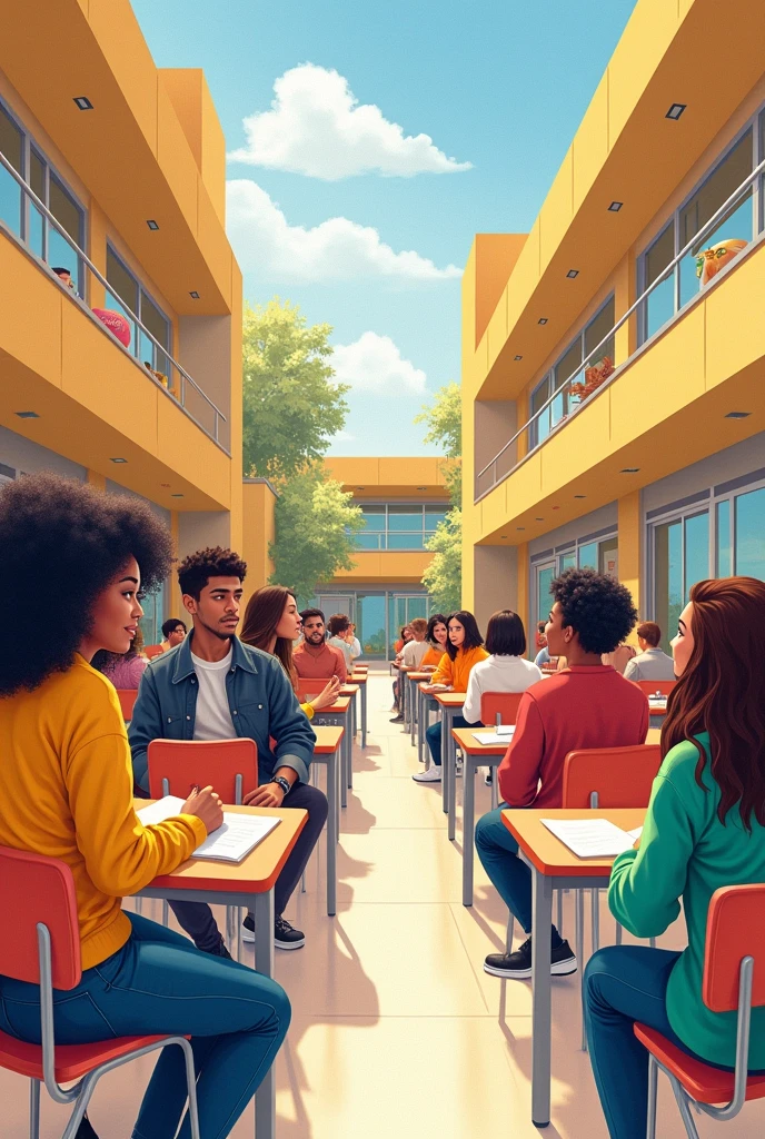 A drawing referring to school coexistence where everyone lives together