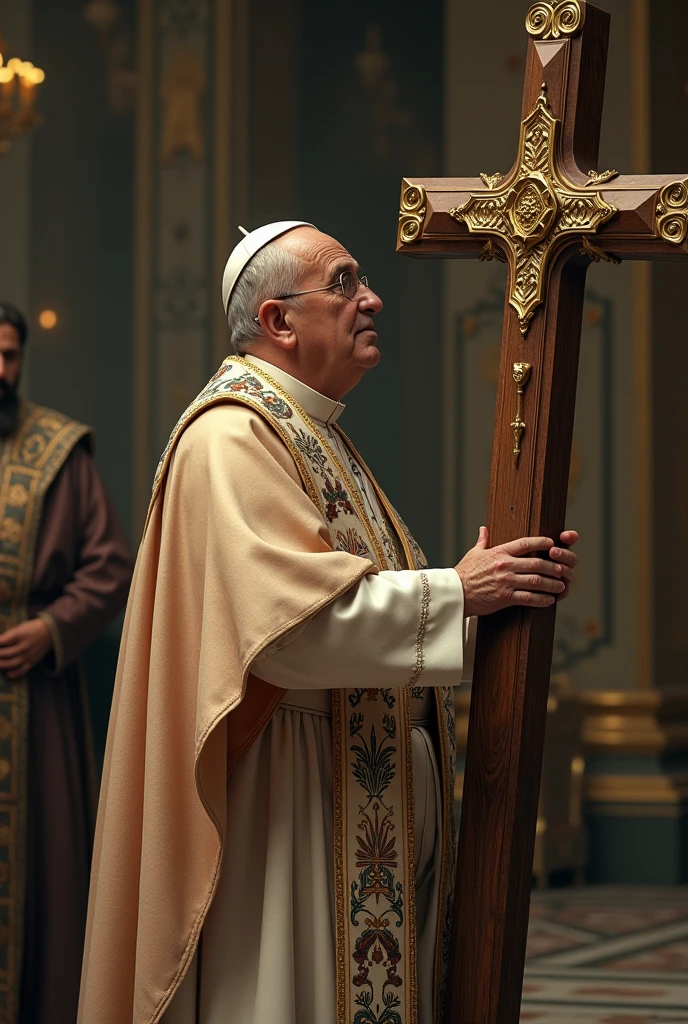 Photo of the Pope believing in Prophet Muhammad and his conversion to Islam and breaking the cross by the Pope
