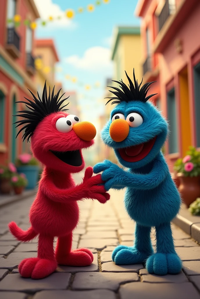 Beto and Enrique from Sesame Street with a nostril
