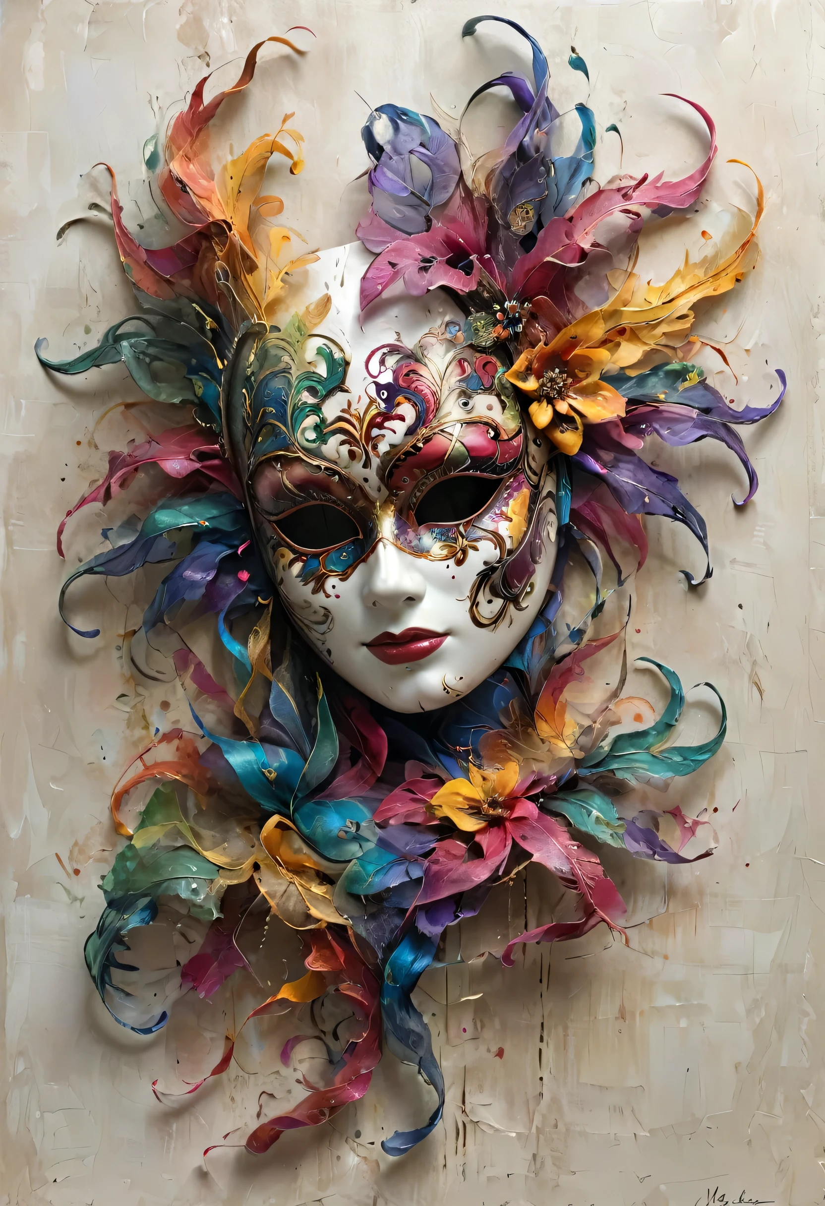 Venice mask, carnival, intricate colors, Artme metade feliz metade triste