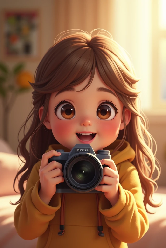 child with long brown blonde hair taking selfie