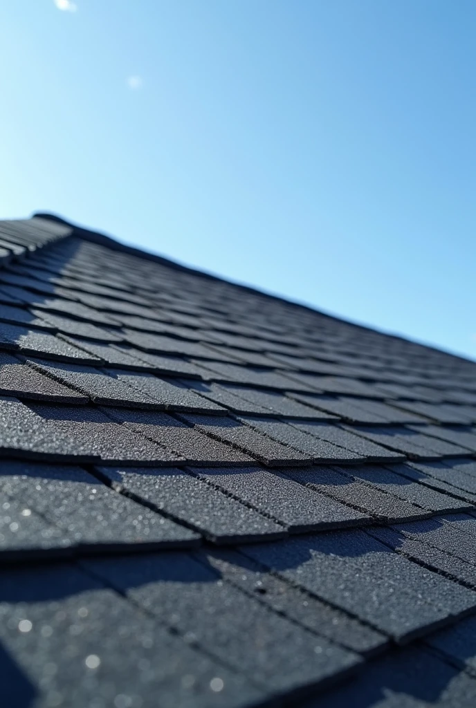A detailed, professional image of a newly installed roof with asphalt shingles, captured from an angled perspective to highlight the texture and quality of the shingles. The roof should have a clean, modern appearance with sharp lines and precise edges. The background should be minimal, focusing on the roof itself, but can include a clear blue sky. The lighting should be bright and natural, emphasizing the colors and materials. Ideal for a promotional Instagram post showcasing roofing work."
This prompt ensures that the image is well-suited for Instagram, highlighting the quality and aesthetics of the shingle roof