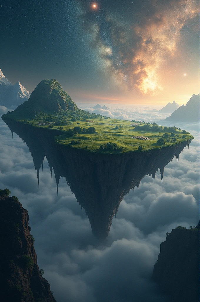 Make a background of a parallel world with space showing the ground 
