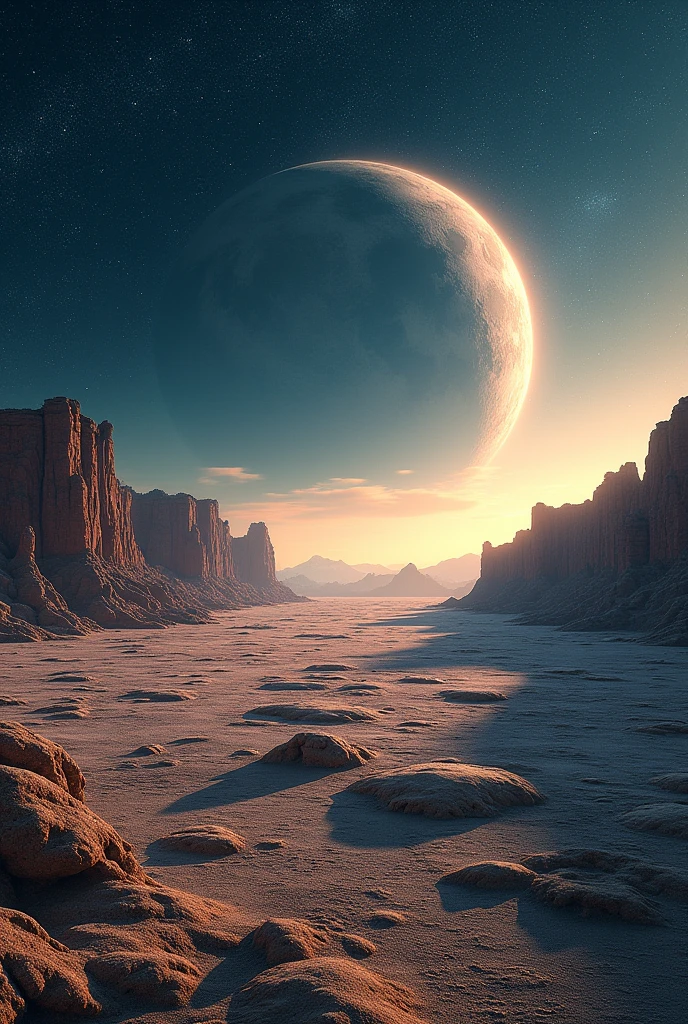Make a background of a parallel world with space showing the ground in a wide image