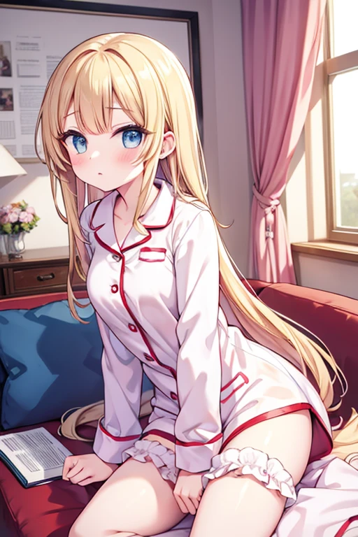 Wearing sexy pajamas, graceful, Coquettish, Study Room, sofa, Random fascinating movements, To the camera, Imaginative, First Love