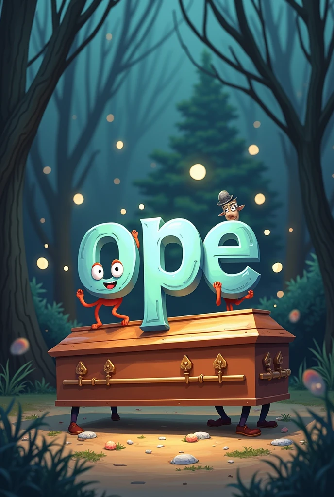 a funny funerar animated logo "OPE" 
logo with OPE