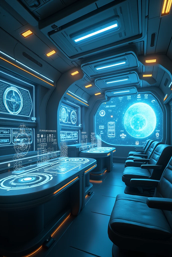 Make a background inside a spaceship with hologram controls