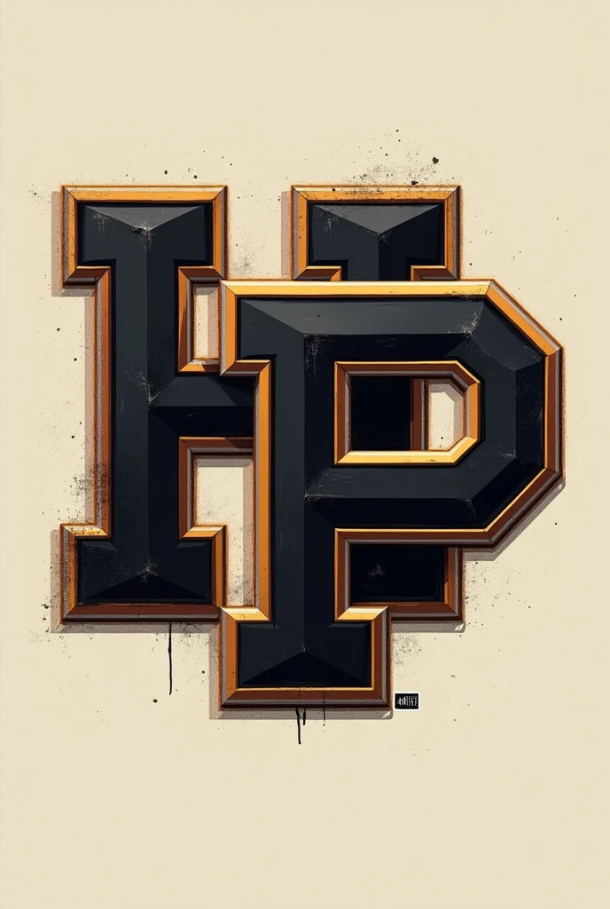 Create a football team symbol with the letters H and P in black and brown tones. For use on jpg images